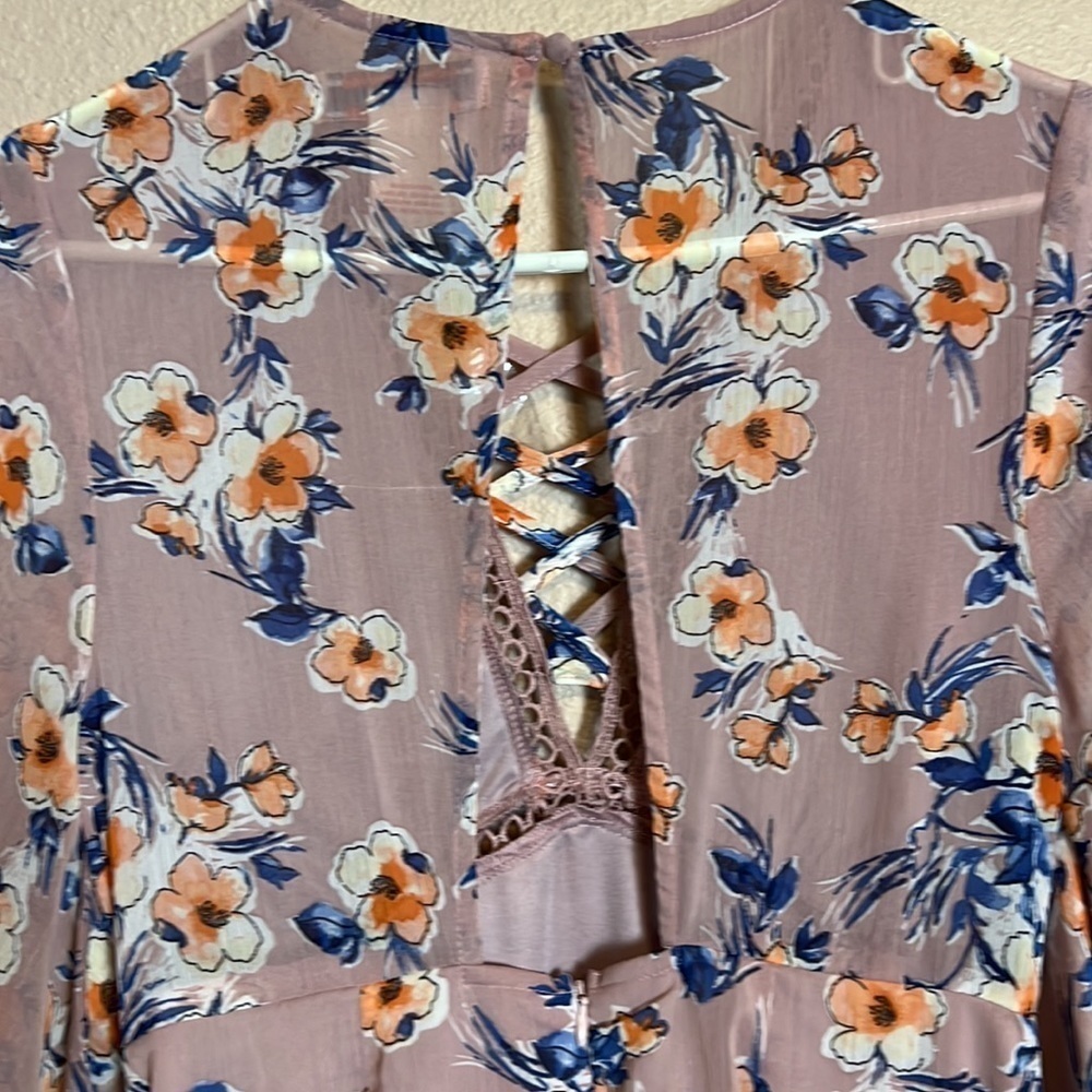 Flying Monkey Floral Dress Light Rose Size Medium - Picture 9 of 9